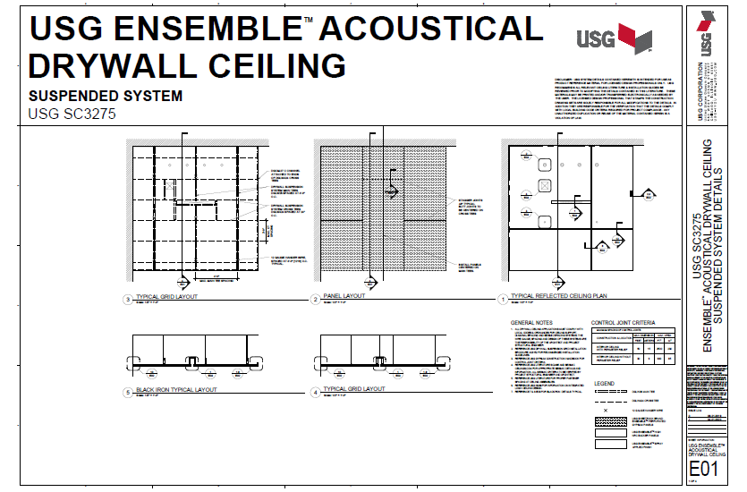 Design Details Details Page Usg Sheetrock® Brand Ensemble® Four Sided Taper™ Suspended System